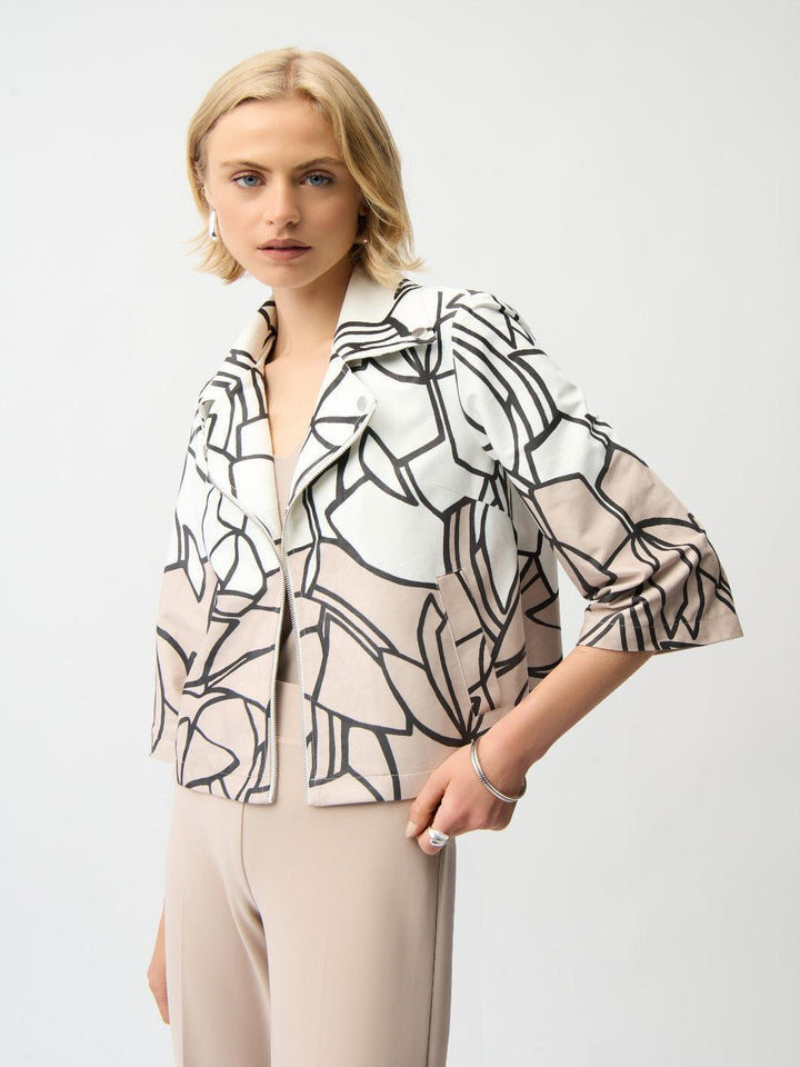 Joseph Ribkoff Abstract Jacket In Vanilla/Multi 261908-Nicola Ross
