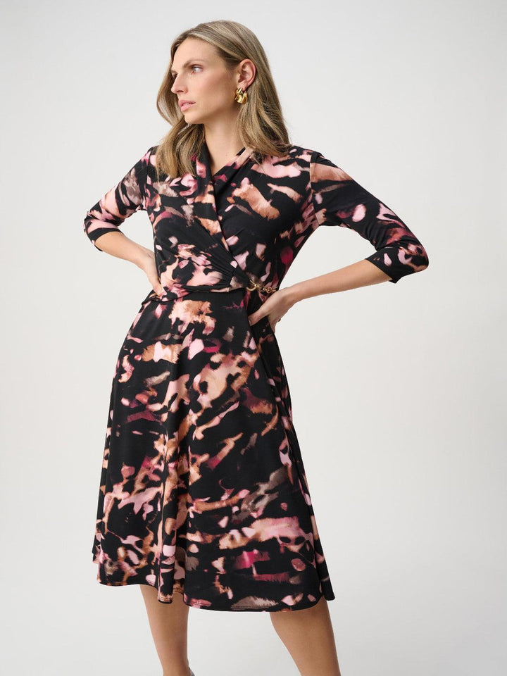 Joseph Ribkoff Abstract Midi Dress In Black/Multi 263077-Nicola Ross