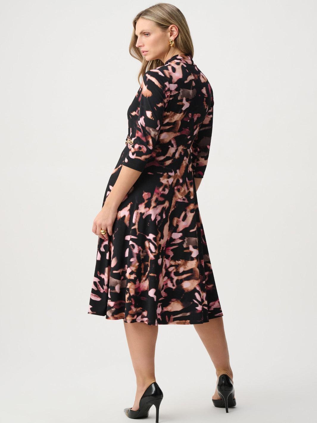 Joseph Ribkoff Abstract Midi Dress In Black/Multi 263077-Nicola Ross