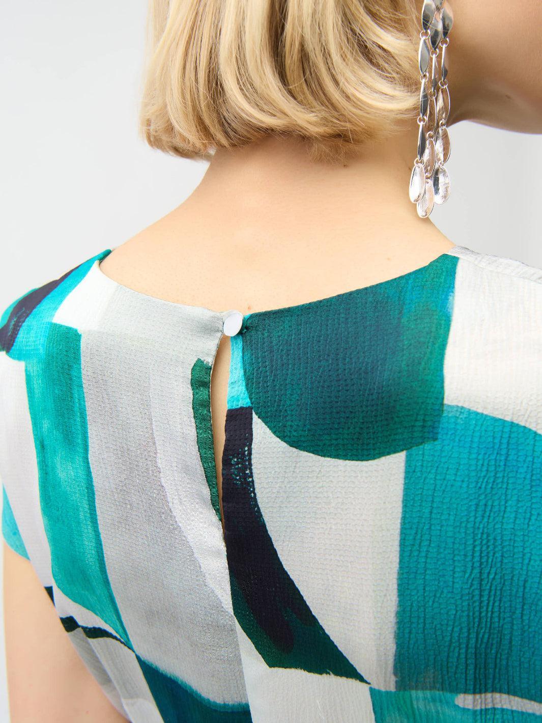 green emerald velvet dress Joseph Ribkoff Print Dress, Moonstone & Kelly Green main image 0