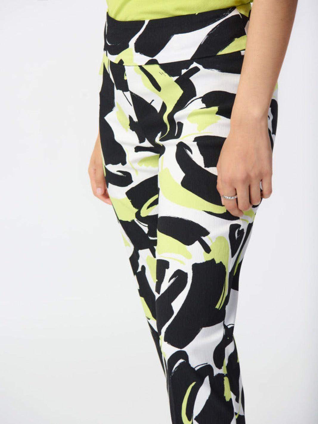 Joseph Ribkoff Abstract Motif Cropped Pants In Green Multi 241266-Nicola Ross