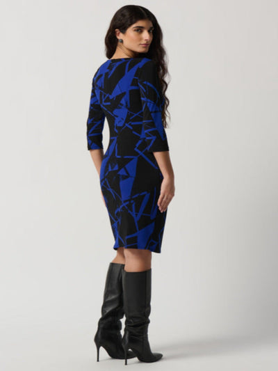 Joseph Ribkoff Abstract Print Belted Waist In Blue/Black 234059-Nicola Ross