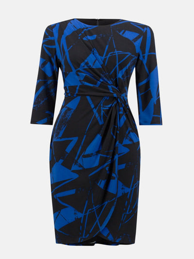 Joseph Ribkoff Abstract Print Belted Waist In Blue/Black 234059-Nicola Ross