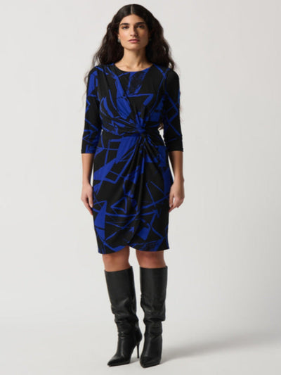 Joseph Ribkoff Abstract Print Belted Waist In Blue/Black 234059-Nicola Ross