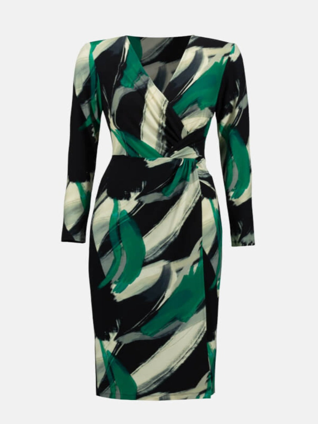 Joseph Ribkoff Abstract Print Dress In Black/Green 233127-Nicola Ross