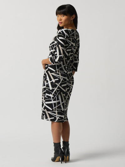 Joseph Ribkoff - Abstract Print Dress in Black 233175-Nicola Ross
