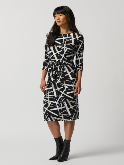 Joseph Ribkoff - Abstract Print Dress in Black 233175-Nicola Ross