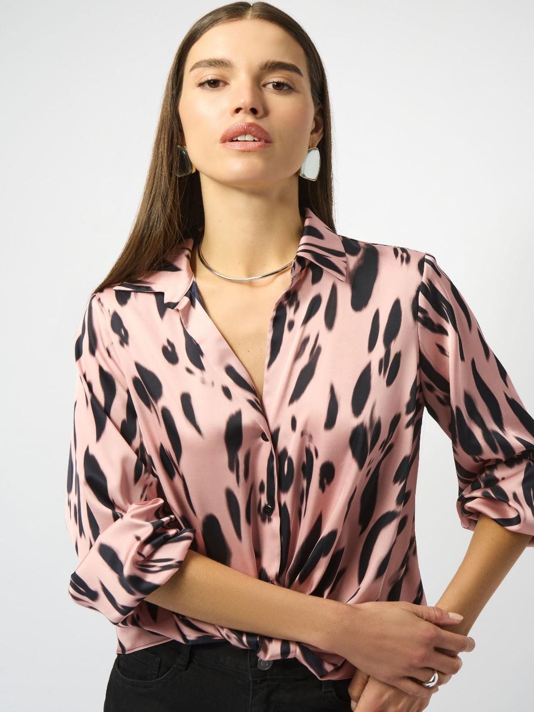 Joseph Ribkoff Animal Print Button Shirt In Pink/Black 253059-Nicola Ross