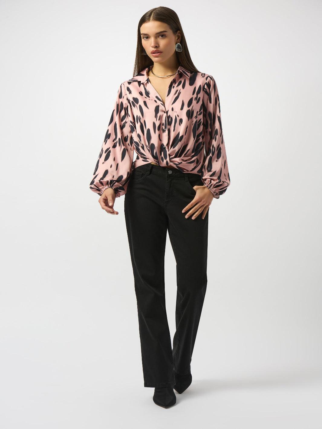 Joseph Ribkoff Animal Print Button Shirt In Pink/Black 253059-Nicola Ross