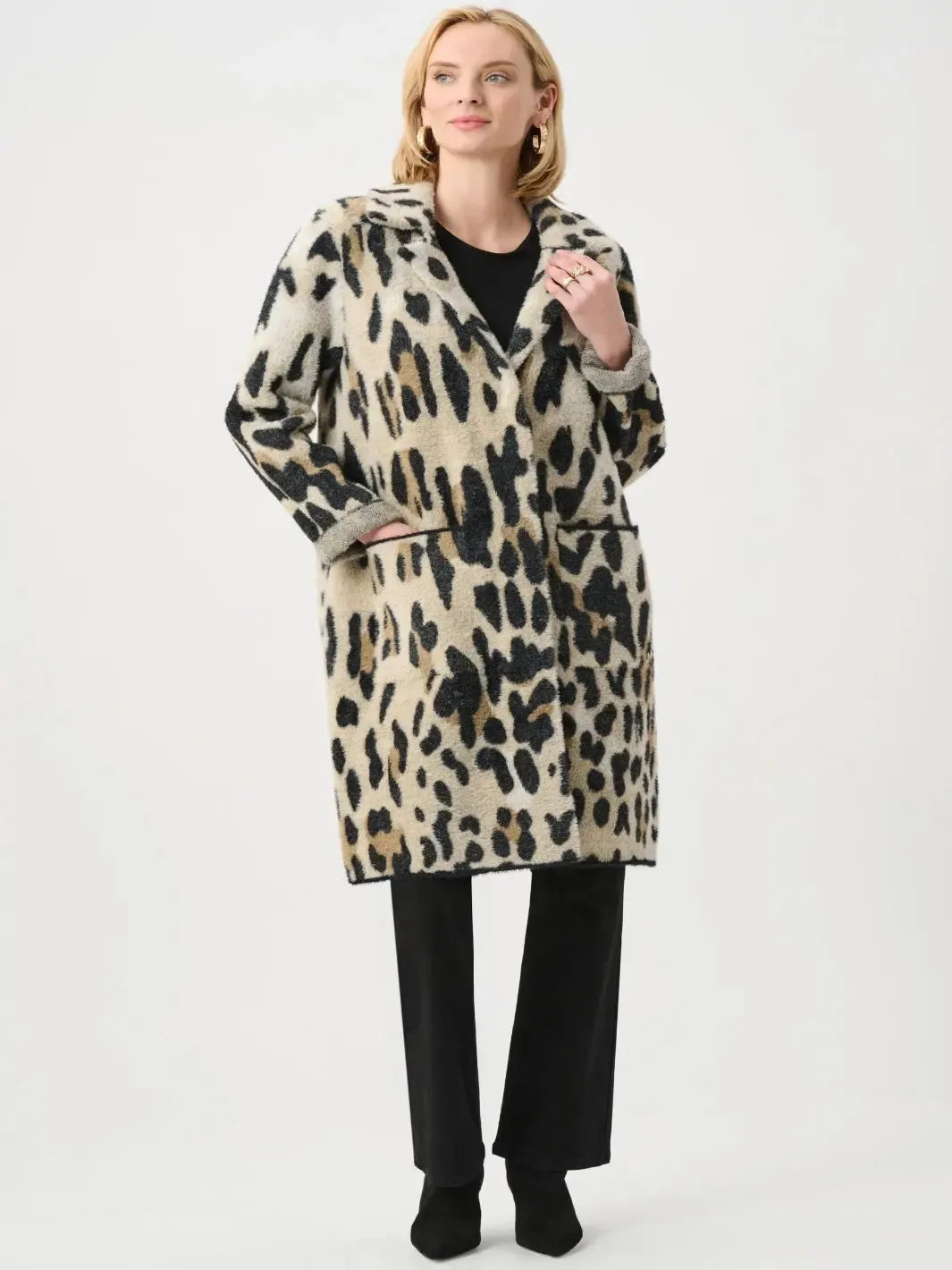 Joseph Ribkoff Animal Print Coat In Camel/Multi 263956-Nicola Ross