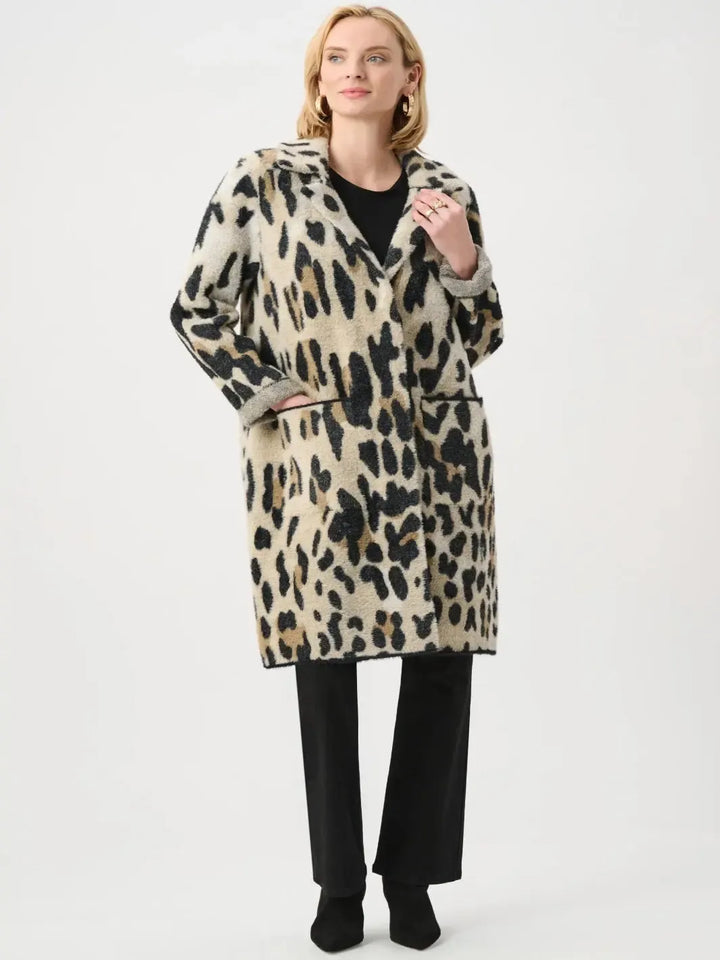 Joseph Ribkoff Animal Print Coat In Camel/Multi 263956-Nicola Ross