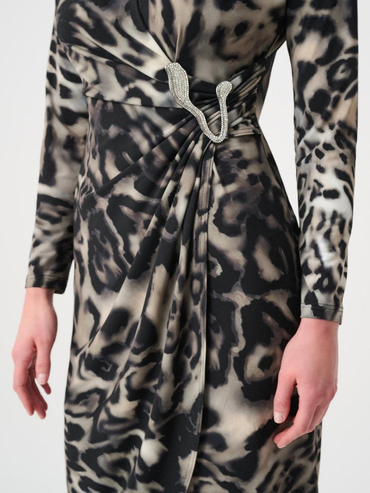 Joseph Ribkoff Animal Print Dress In Grey/Multi 263710-Nicola Ross