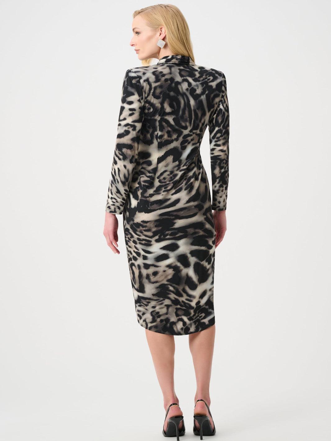 Joseph Ribkoff Animal Print Dress In Grey/Multi 263710-Nicola Ross