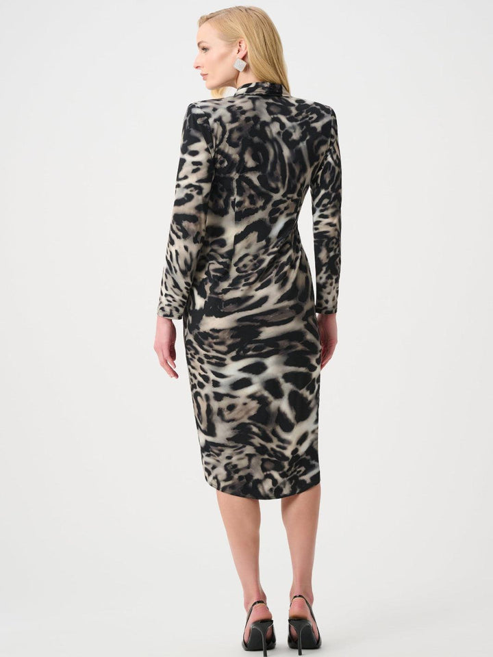 Joseph Ribkoff Animal Print Dress In Grey/Multi 263710-Nicola Ross