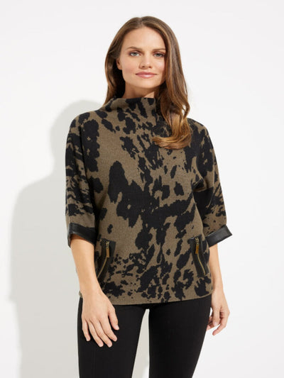 Joseph Ribkoff - Animal Print High Collar Top in Brown/Black 233948-Nicola Ross