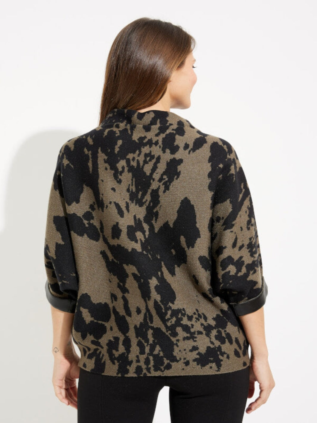 Joseph Ribkoff - Animal Print High Collar Top in Brown/Black 233948-Nicola Ross