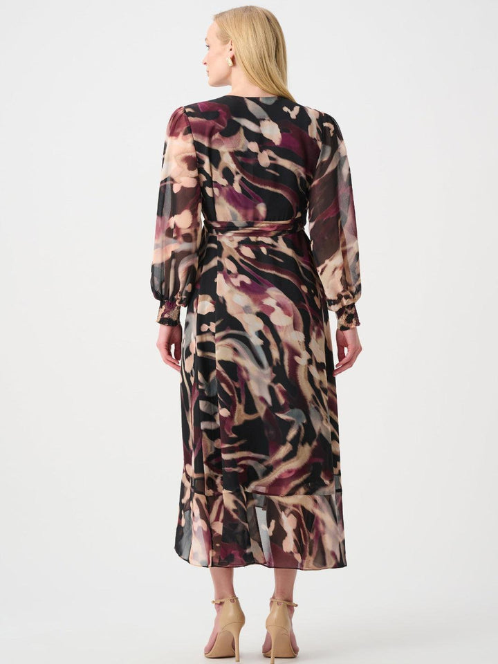 Joseph Ribkoff Animal Print Puff Sleeve Dress In Black/Mutli 263739-Nicola Ross