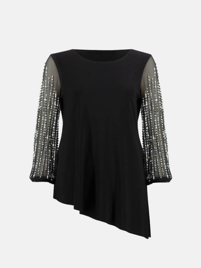 Joseph Ribkoff Bedazzled Sleeve Tunic In Black 233002-Nicola Ross