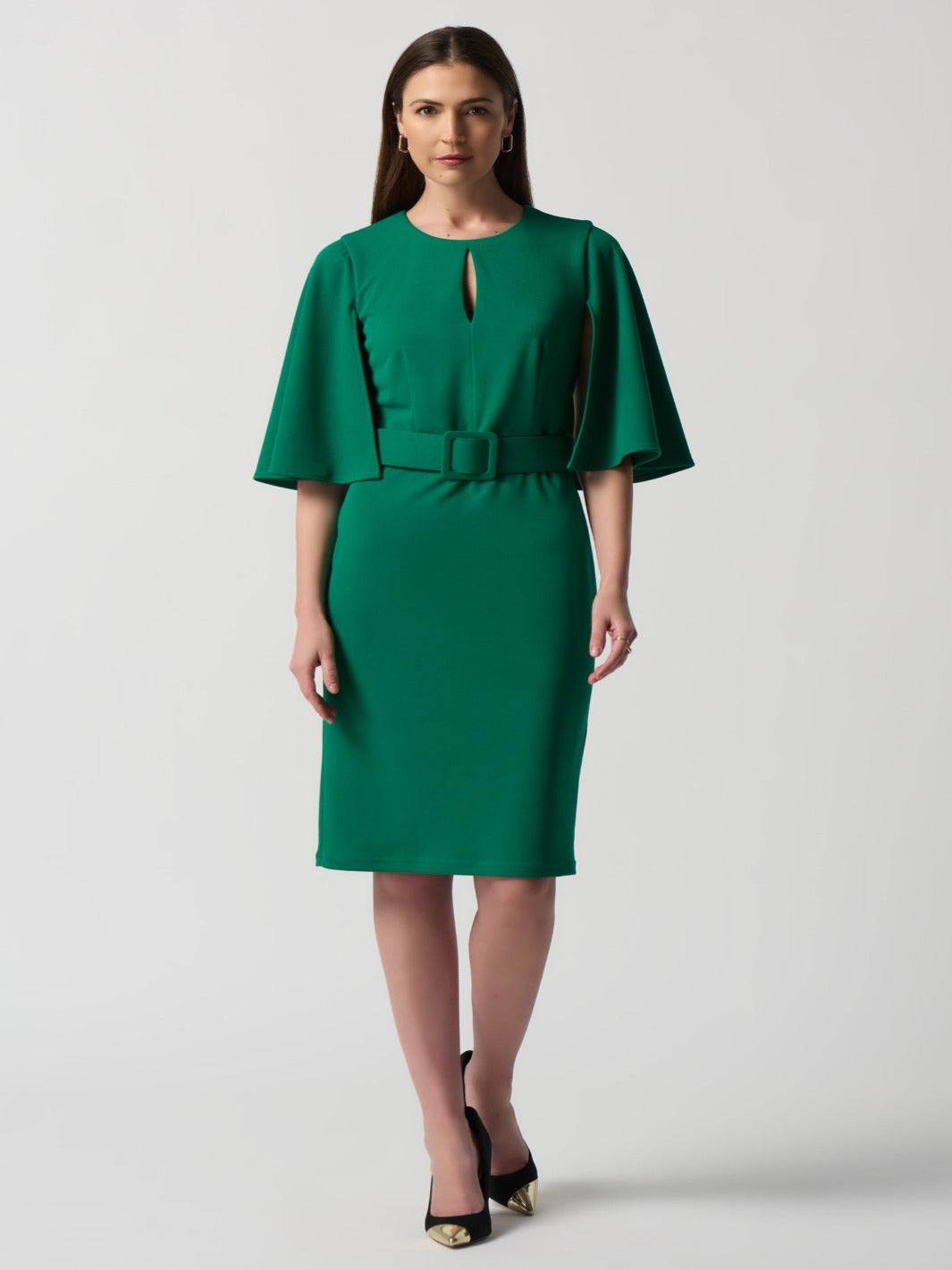 Joseph Ribkoff - Belted Midi Dress In Green 233094-Nicola Ross
