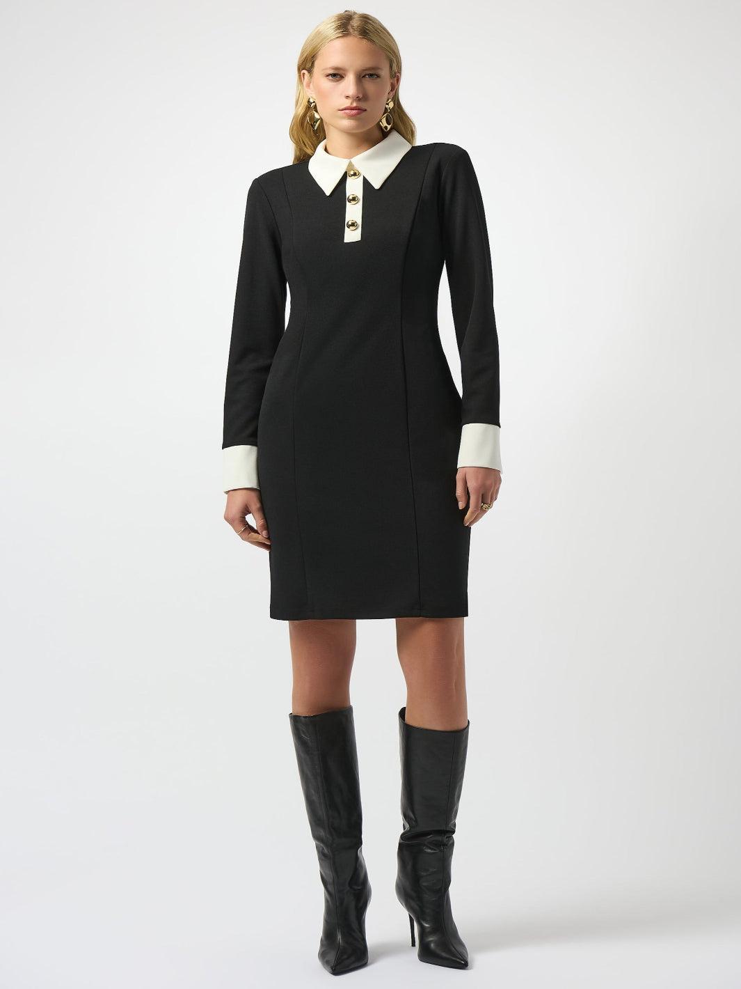 Joseph Ribkoff Bodycon Knee-length Dress In Black/Vanilla 253180-Nicola Ross