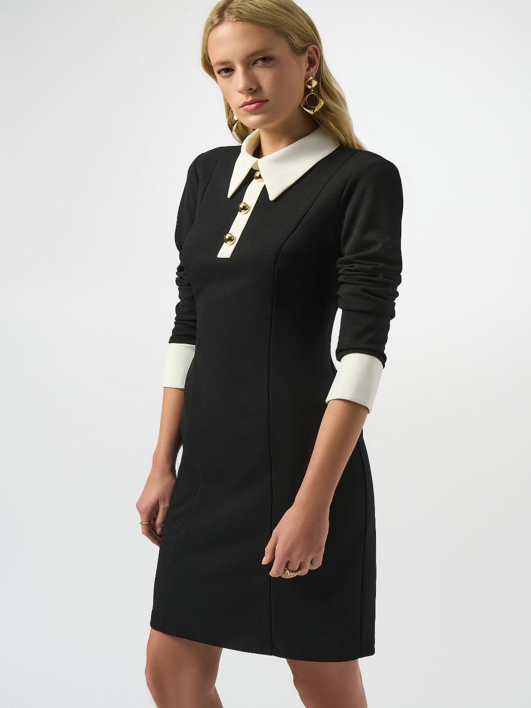 Joseph Ribkoff Bodycon Knee-length Dress In Black/Vanilla 253180-Nicola Ross