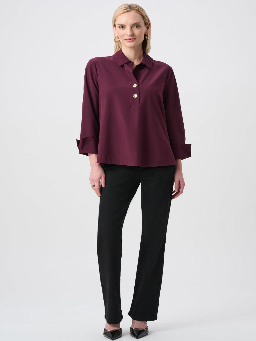Joseph Ribkoff Button Detail Top In Elderberry 263928-Nicola Ross