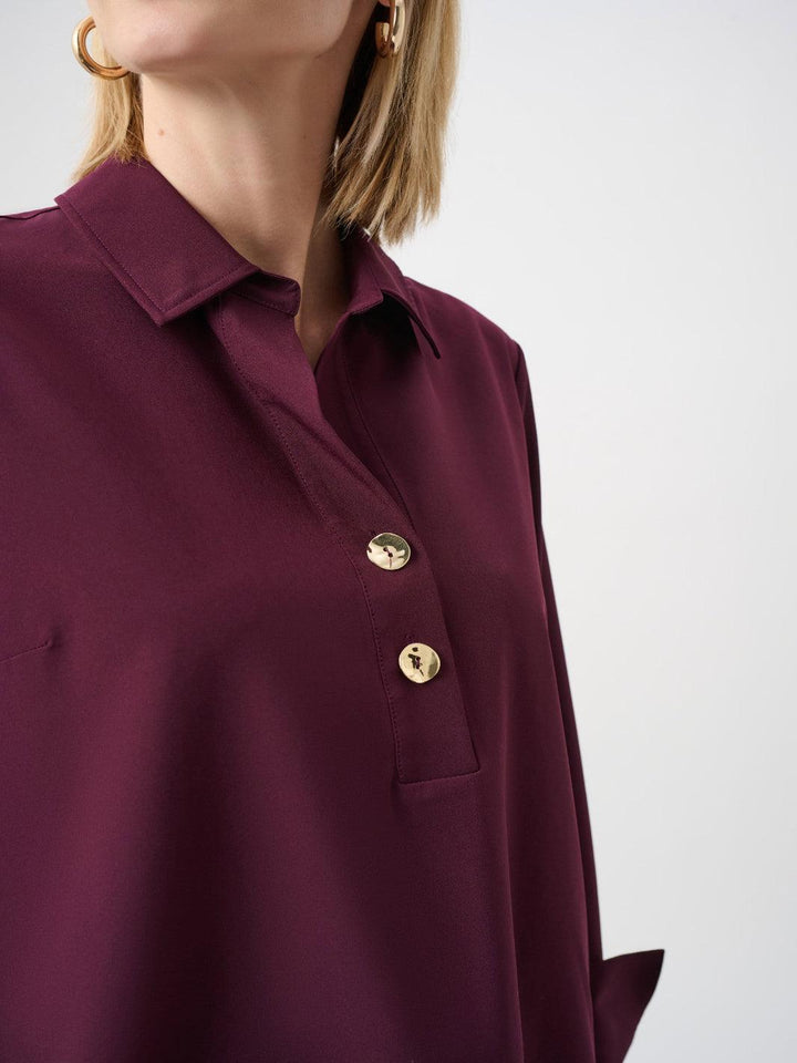 Joseph Ribkoff Button Detail Top In Elderberry 263928-Nicola Ross