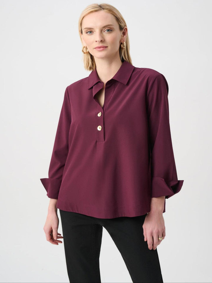 Joseph Ribkoff Button Detail Top In Elderberry 263928-Nicola Ross