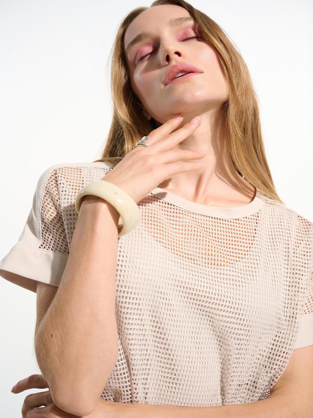 Joseph Ribkoff Casual Crew Neck Top In Moonstone 261642-Nicola Ross