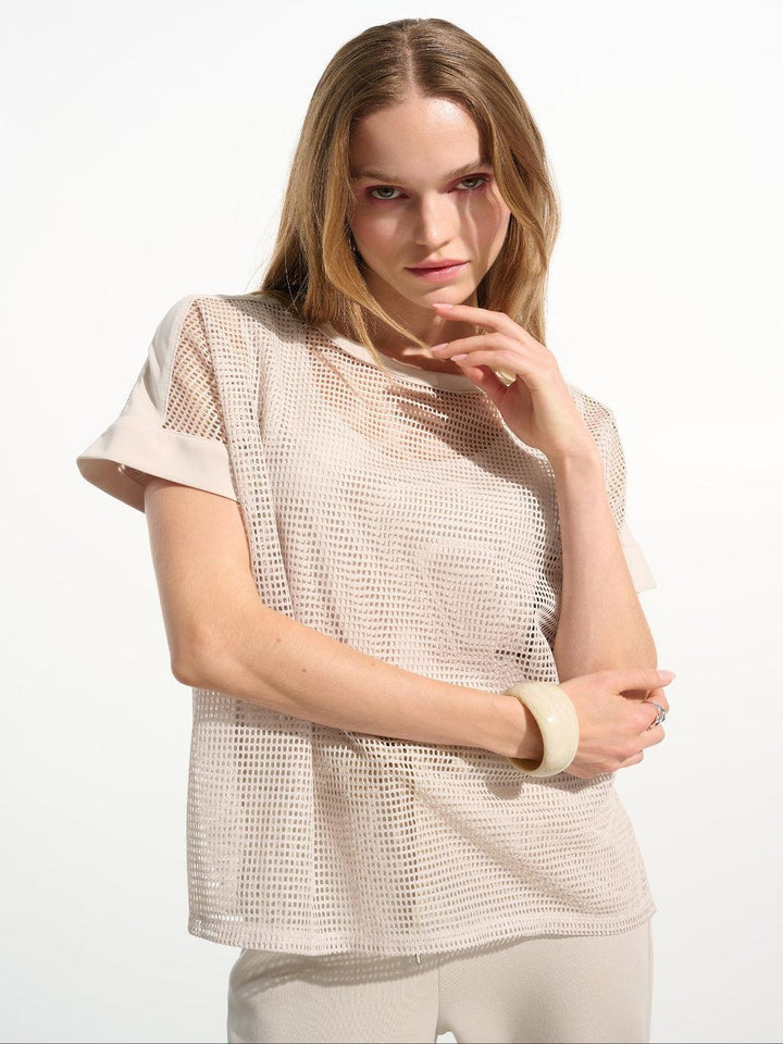 Joseph Ribkoff Casual Crew Neck Top In Moonstone 261642-Nicola Ross