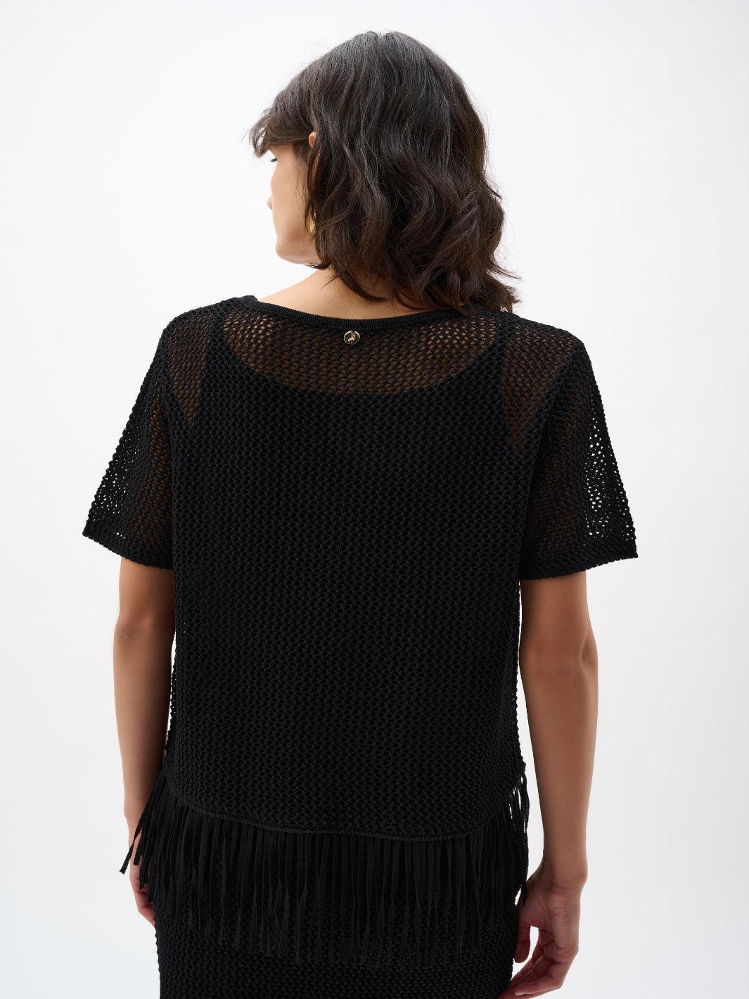 Joseph Ribkoff Casual Fringe Top In Black 262928 – Nicola Ross