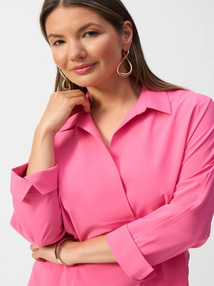 Joseph Ribkoff Casual Collarless Long-sleeve Shirt In Pink 251948-Nicola Ross