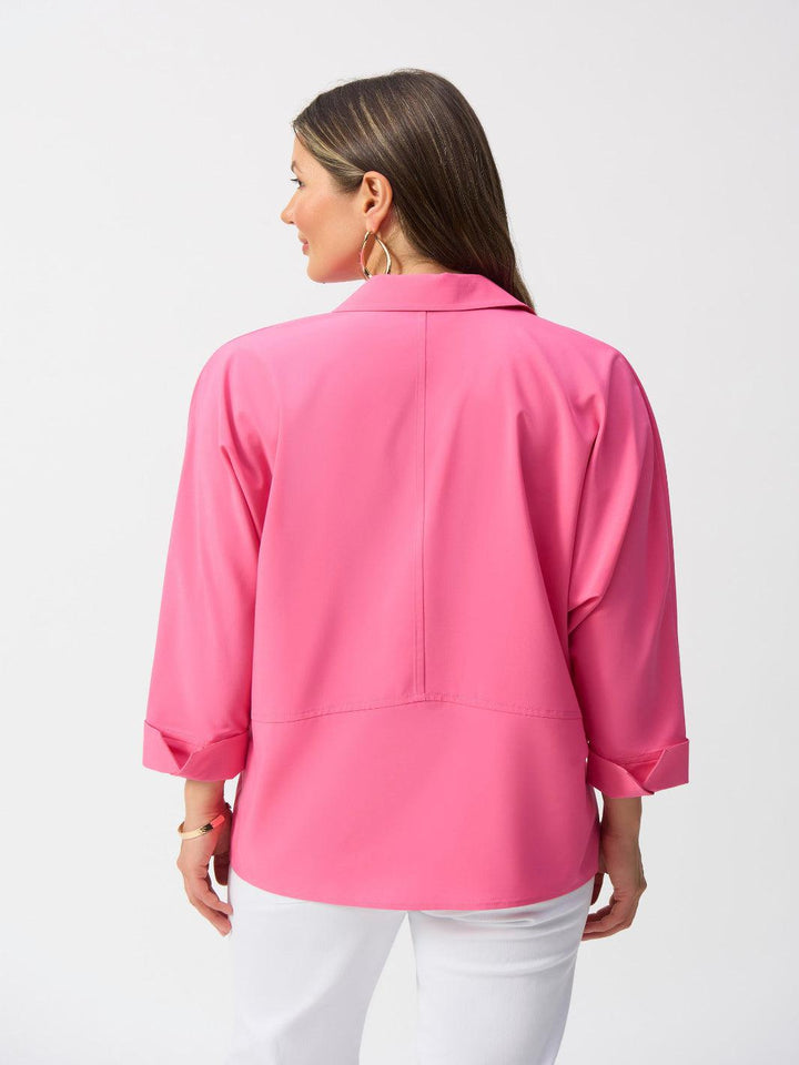 Joseph Ribkoff Casual Collarless Long-sleeve Shirt In Pink 251948-Nicola Ross