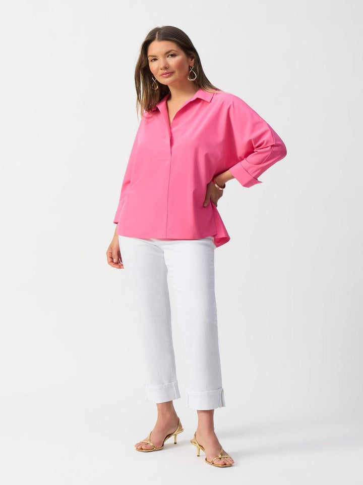 Joseph Ribkoff Casual Collarless Long-sleeve Shirt In Pink 251948-Nicola Ross
