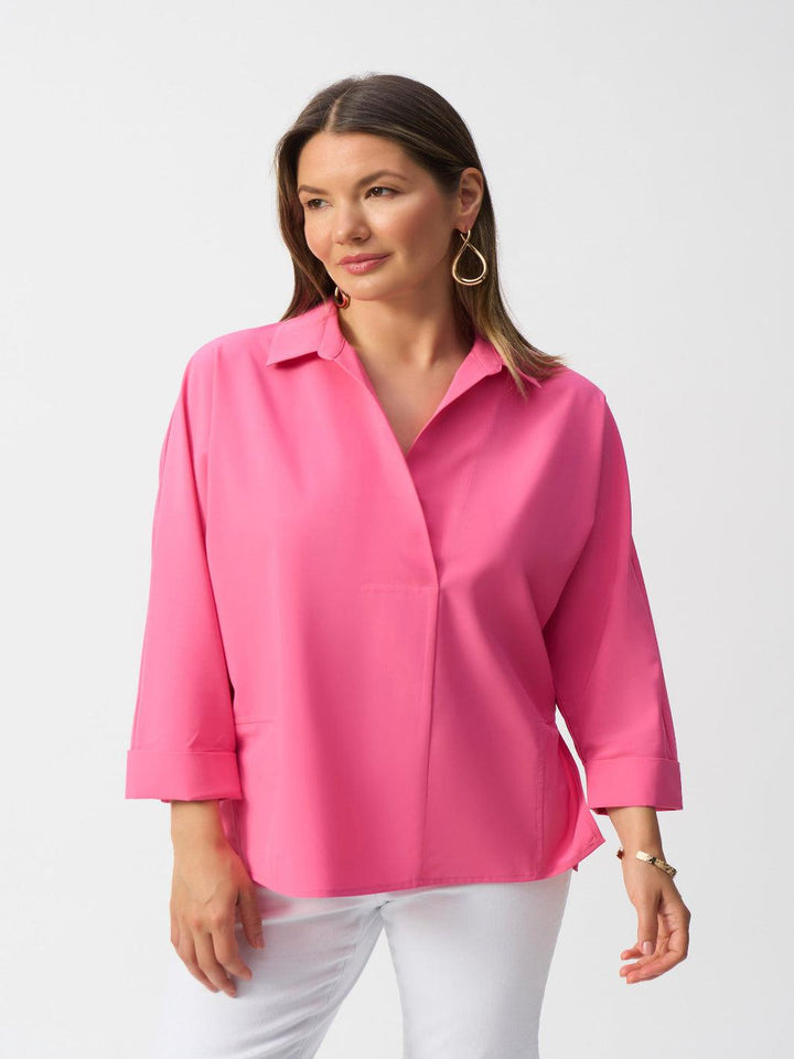 Joseph Ribkoff Casual Collarless Long-sleeve Shirt In Pink 251948-Nicola Ross