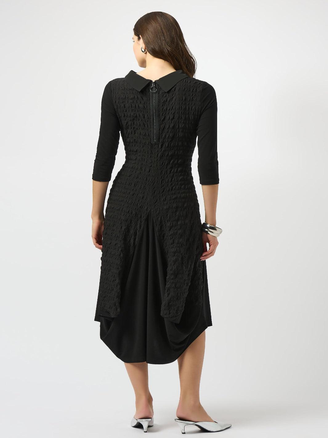 Joseph Ribkoff Casual Midi A-line Dress In Black 253085-Nicola Ross