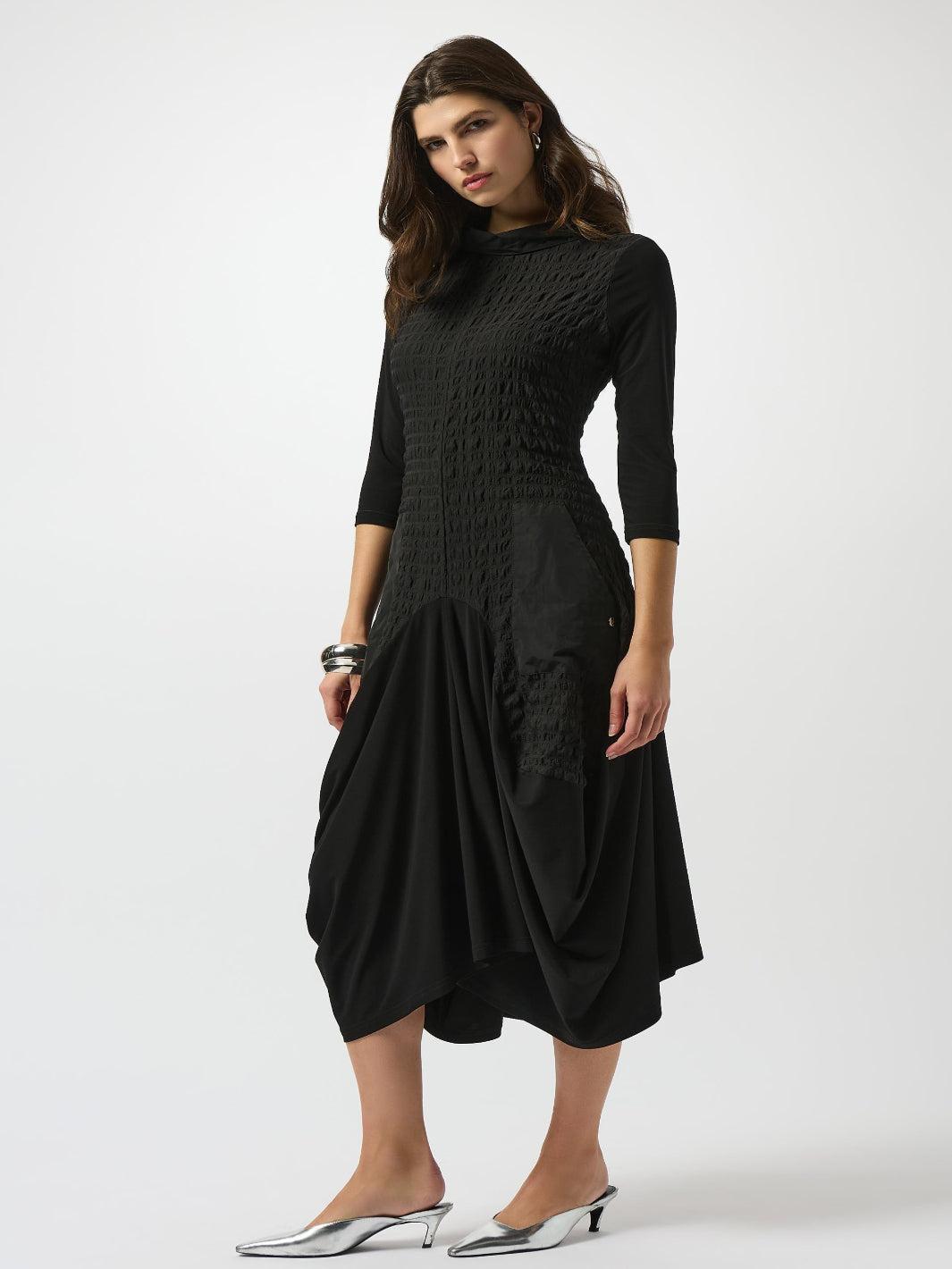 Joseph Ribkoff Casual Midi A-line Dress In Black 253085-Nicola Ross