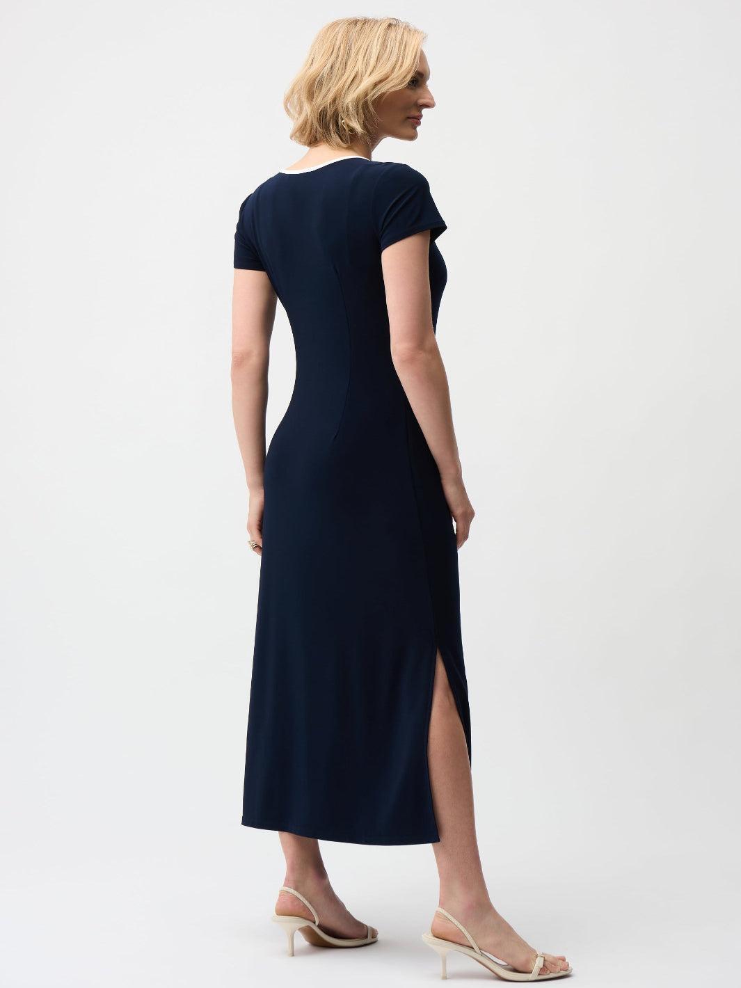 Joseph Ribkoff Casual Midi Dress In Midnight Blue/Vanilla 261067-Nicola Ross