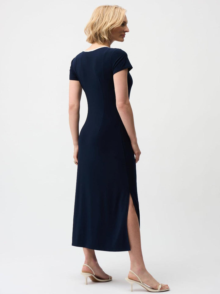 Joseph Ribkoff Casual Midi Dress In Midnight Blue/Vanilla 261067-Nicola Ross