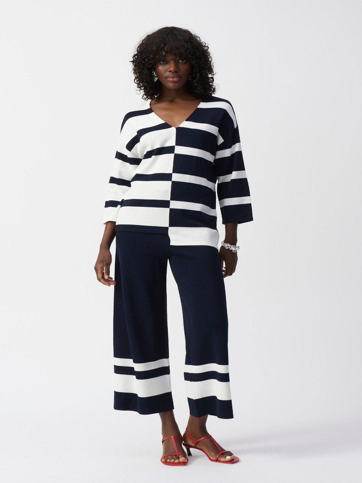 Joseph Ribkoff Casual Striped V-neck Pullover Top 251914-Nicola Ross