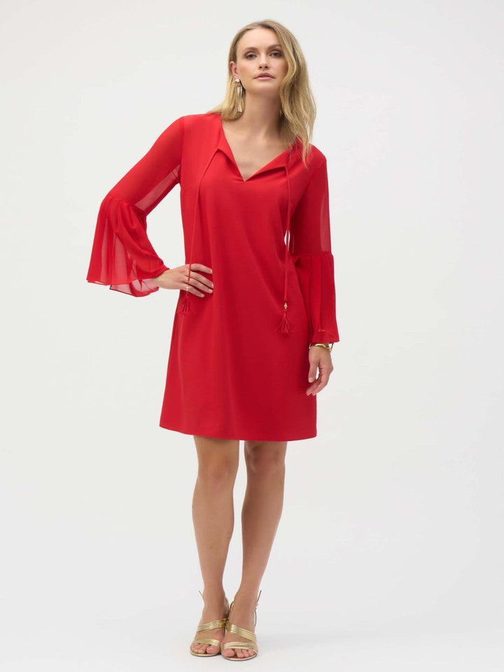 Joseph Ribkoff Casual V-neck Mini Dress In Red 252163-Nicola Ross