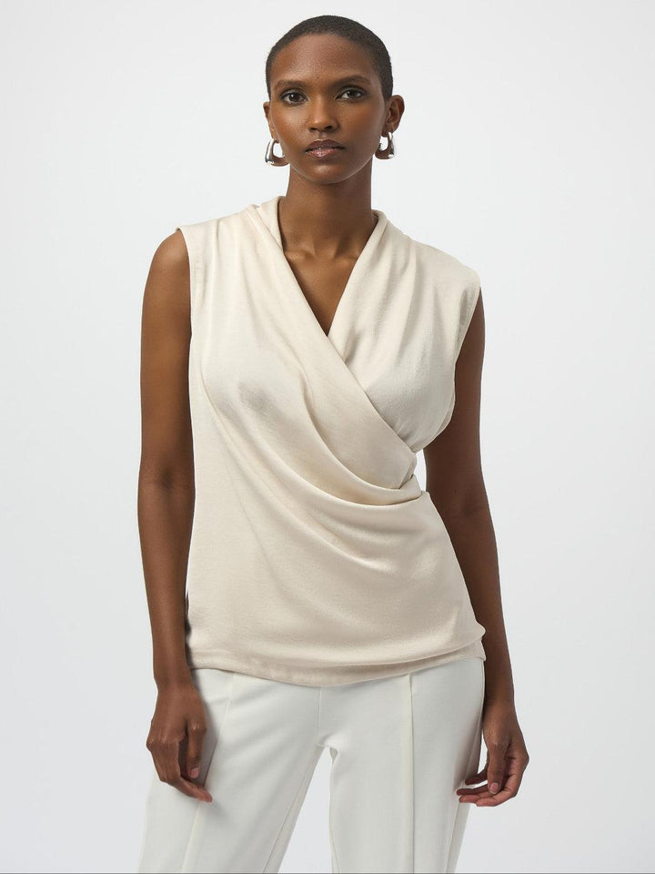 Joseph Ribkoff Casual V-neck Top In Birch 254215-Nicola Ross