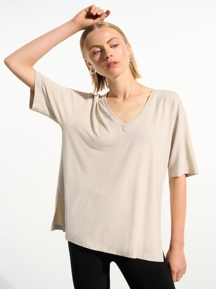 Joseph Ribkoff Casual V-neck Top In Moonstone 261600-Nicola Ross
