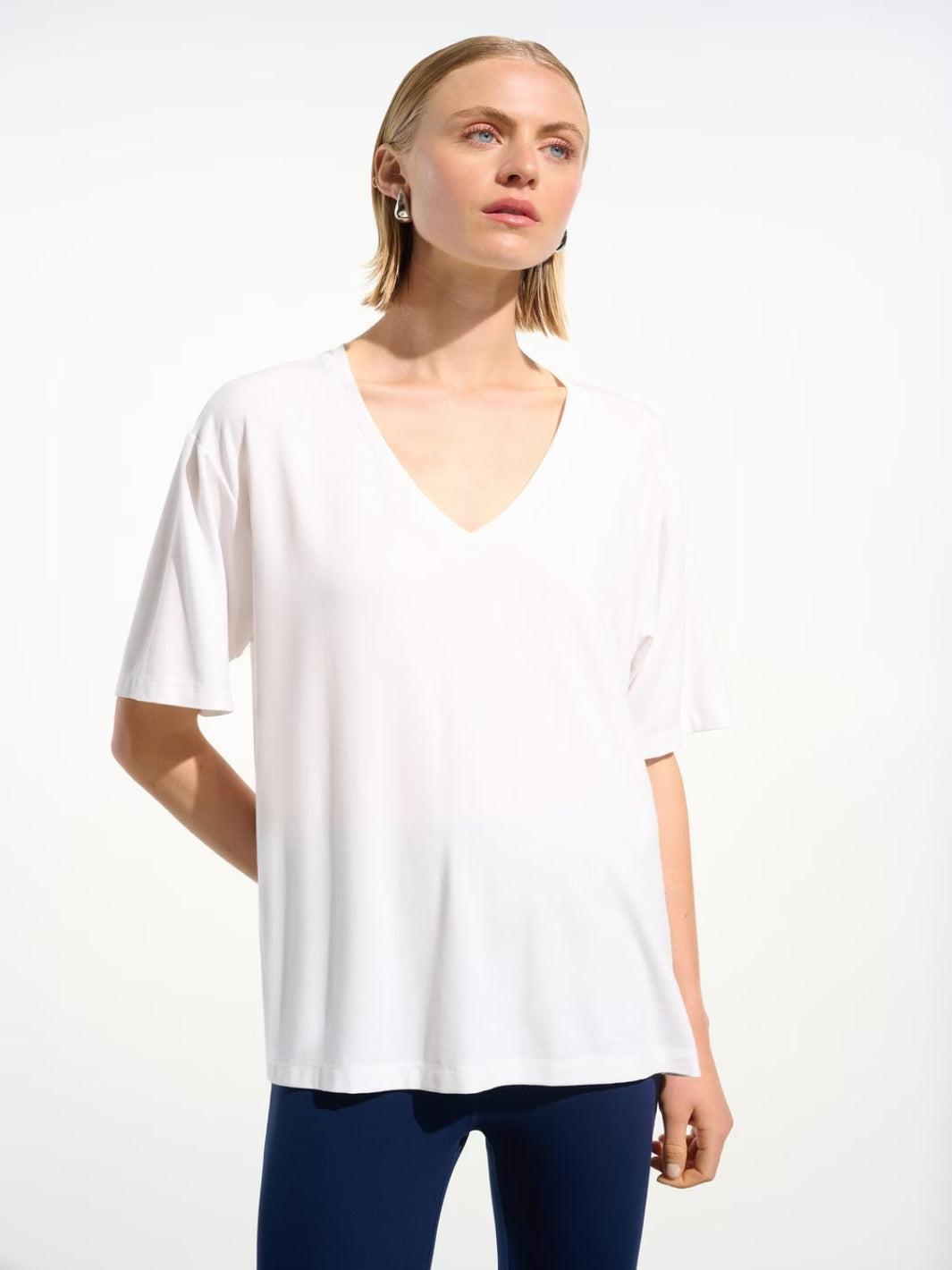 Joseph Ribkoff Casual V-neck Top In Vanilla 261600-Nicola Ross