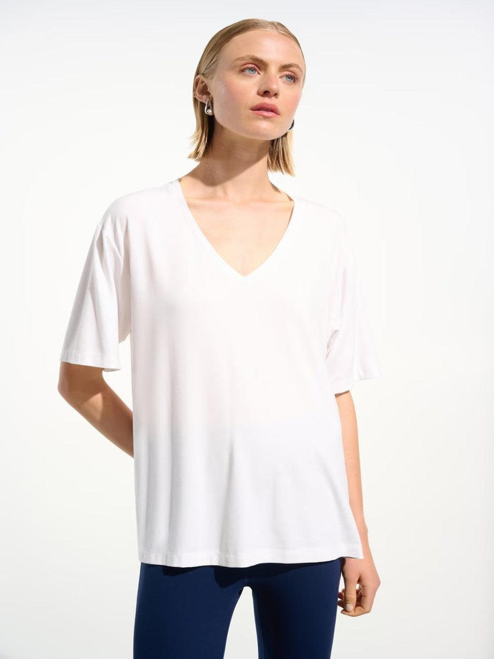 Joseph Ribkoff Casual V-neck Top In Vanilla 261600-Nicola Ross