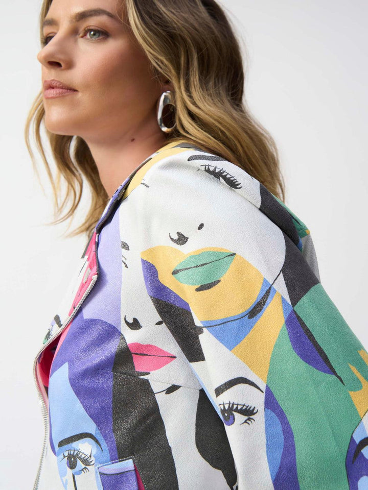 Joseph Ribkoff Casual Waist-length Jacket In Vanilla/Multi 251909-Nicola Ross