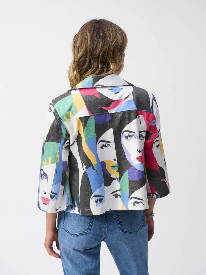 Joseph Ribkoff Casual Waist-length Jacket In Vanilla/Multi 251909-Nicola Ross