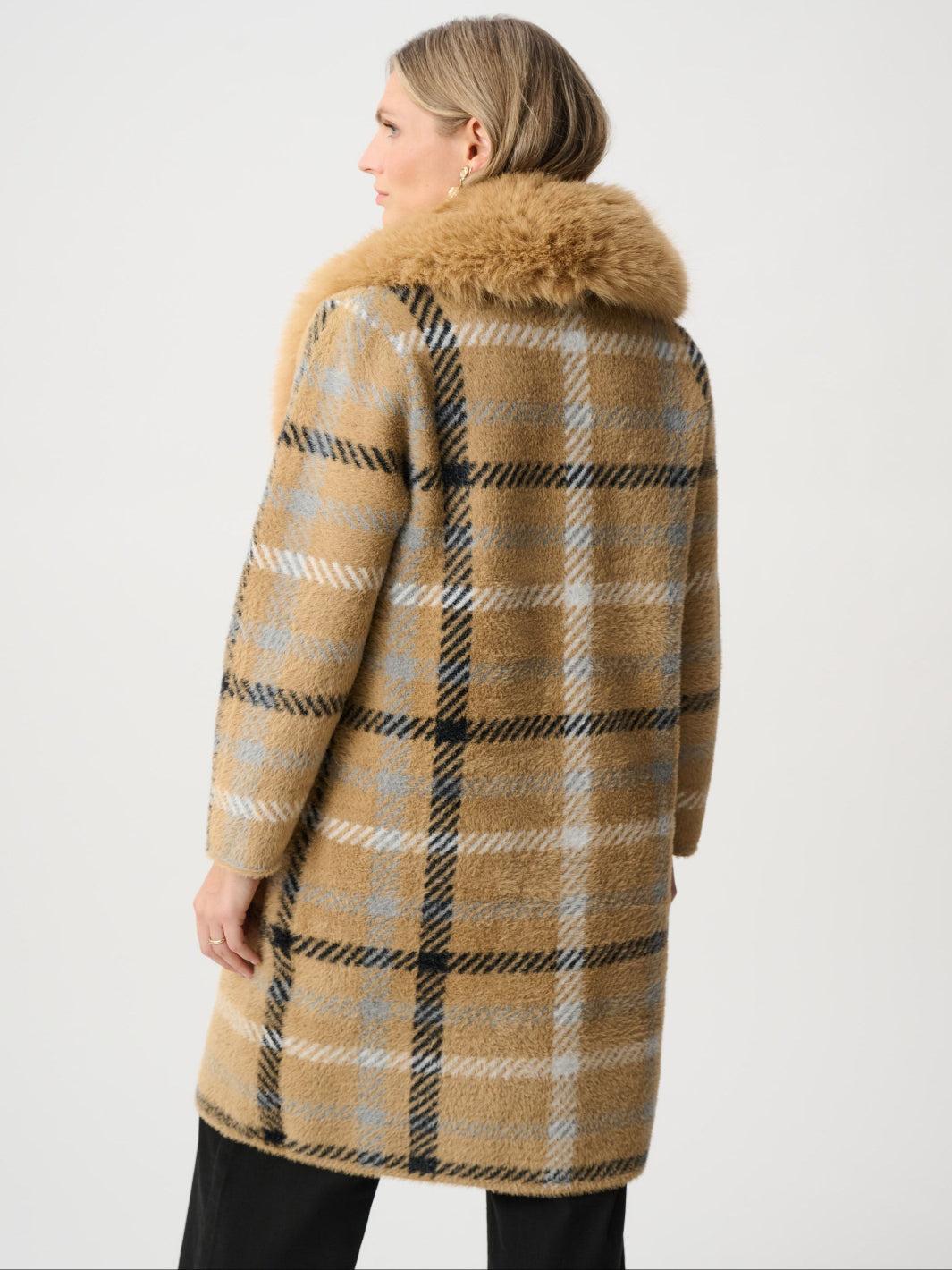 Joseph Ribkoff Check Coat In Camel/Multi 263954-Nicola Ross