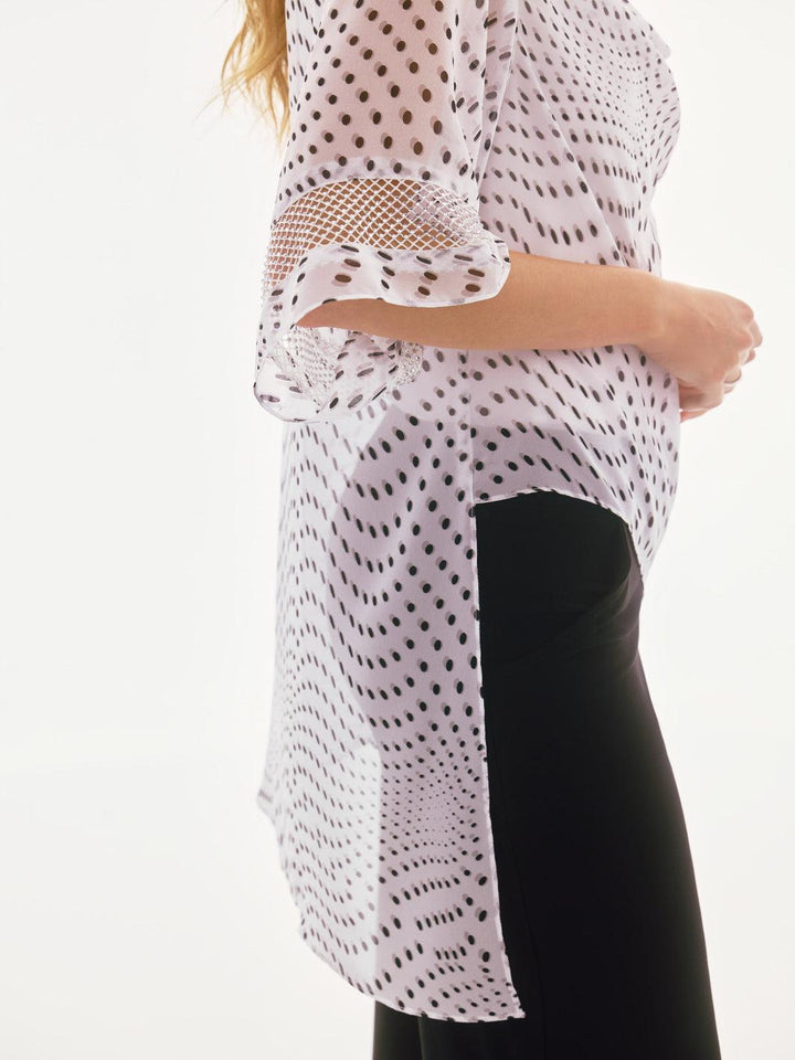 Joseph Ribkoff Chic Asymmetrical Pullover In Vanilla/Multi 251774-Nicola Ross