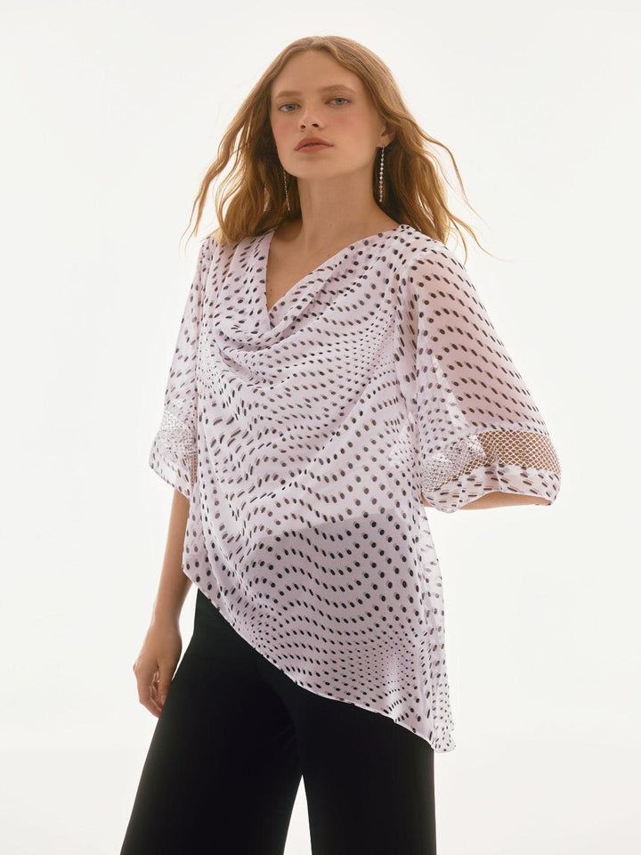 Joseph Ribkoff Chic Asymmetrical Pullover In Vanilla/Multi 251774-Nicola Ross